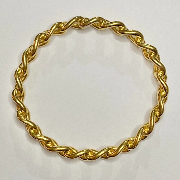 VTG Christian Dior Gold Tone Metal Chain Link Bangle Bracelet Signed - Picture 12 of 12